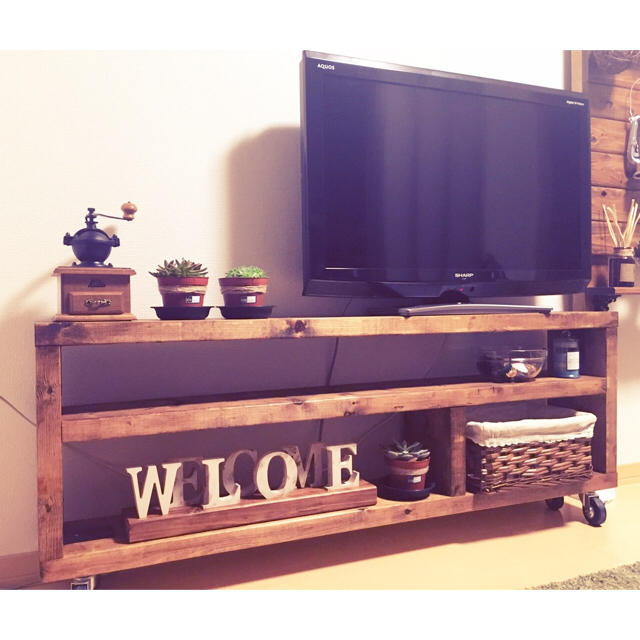 ☆男前・薄型・カフェ風TVボード☆ ハンドメイド インテリア/家具 家具