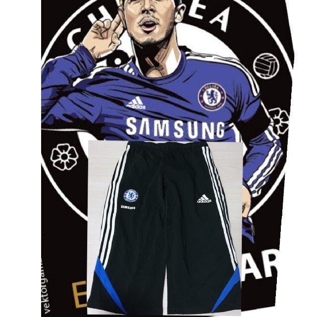 adidas(アディダス)のusedレア アディダス×チェルシー×SAMSUNGアップパンツフリー ブラック スポーツ/アウトドアのサッカー/フットサル(ウェア)の商品写真