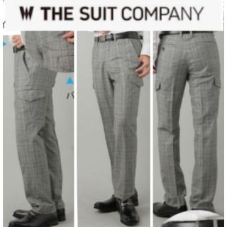 スーツカンパニー(THE SUIT COMPANY)のused スーツカンパニーピンチェック サマーストレッチパンツ L82㎝ グレー(スラックス)