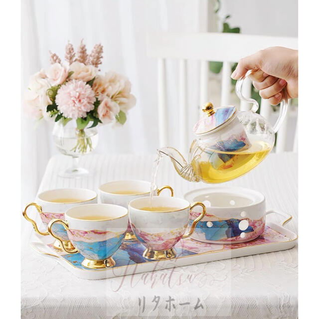 高級ティーカップ&ソーサー 4客セット 陶器.食器 お皿 ☆大人気商品☆ ティーカップ&お皿