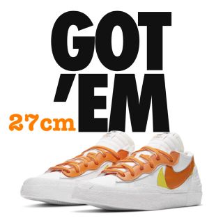 ナイキ(NIKE)のsacai NIKE BLAZER LOW MAGMA ORANGE 27cm(スニーカー)