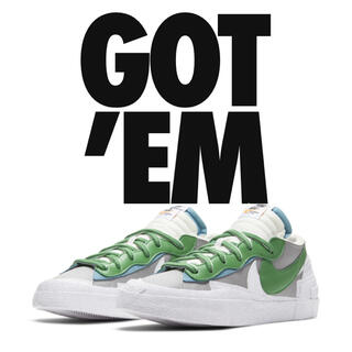 ナイキ(NIKE)のNike × Sacai blazer low grey green(スニーカー)