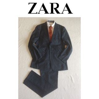 ザラ(ZARA)の[美品]ZARA ザラ セットアップ ネイビー ストライプ ウール素材 48(セットアップ)