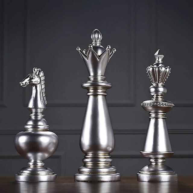 チェスの駒　3種類セット　シルバー　置物　インテリア