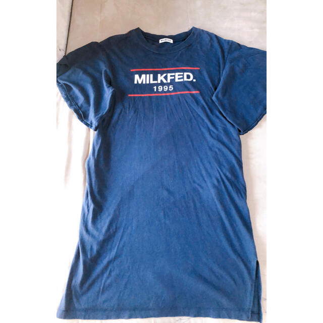 MILKFED. ミルクフェド Tシャツワンピ 袖フレア ネイビー フリーサイズ | フリマアプリ ラクマ