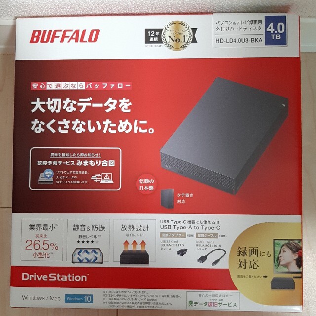 バッファロー　外付けハードディスク4.0TB　HD-LD4.0U3-BKA