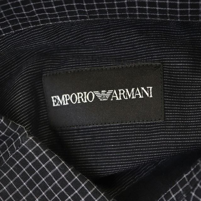 Emporio Armani(エンポリオアルマーニ)のエンポリオアルマーニ シャツ 長袖 チェック コットン M ブラック ホワイト メンズのトップス(シャツ)の商品写真