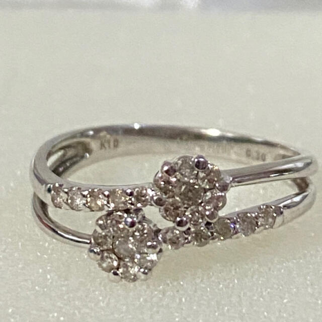  華やか K10 ダイヤモンド リング 0.3ct フラワーモチーフ レディースのアクセサリー(リング(指輪))の商品写真