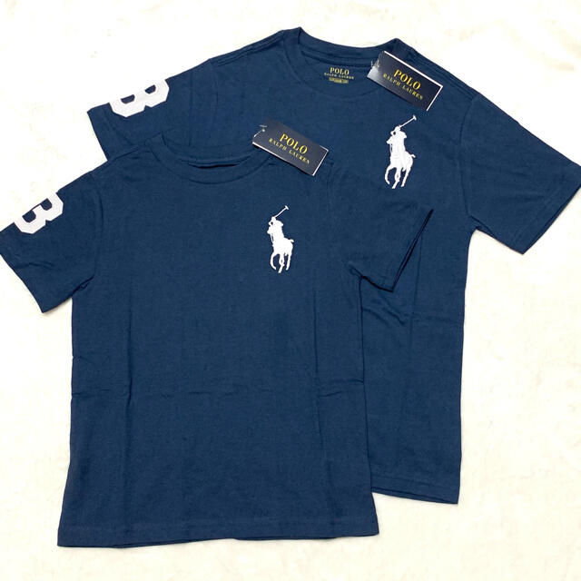 POLO RALPH LAUREN(ポロラルフローレン)のボーイズ M/150 新品 ビッグポニー×ナンバリング コットンT / ネイビー キッズ/ベビー/マタニティのキッズ服男の子用(90cm~)(Tシャツ/カットソー)の商品写真