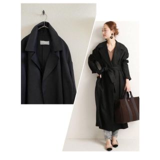 ドゥーズィエムクラス(DEUXIEME CLASSE)のupper hights BLACK linen ロング チェスターコート(チェスターコート)