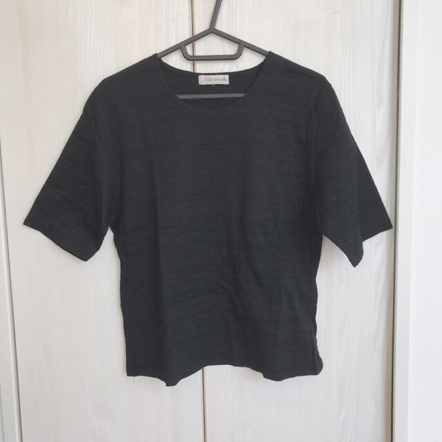 しまむら(シマムラ)のTシャツ カットソー トップス　　ブラック　婦人服　半袖　無地 レディースのトップス(Tシャツ(半袖/袖なし))の商品写真