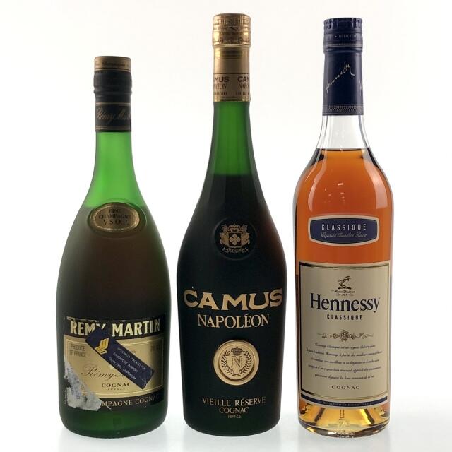 3本 CAMUS Hennessy REMY MARTIN コニャックバイセルブランデーセット ...