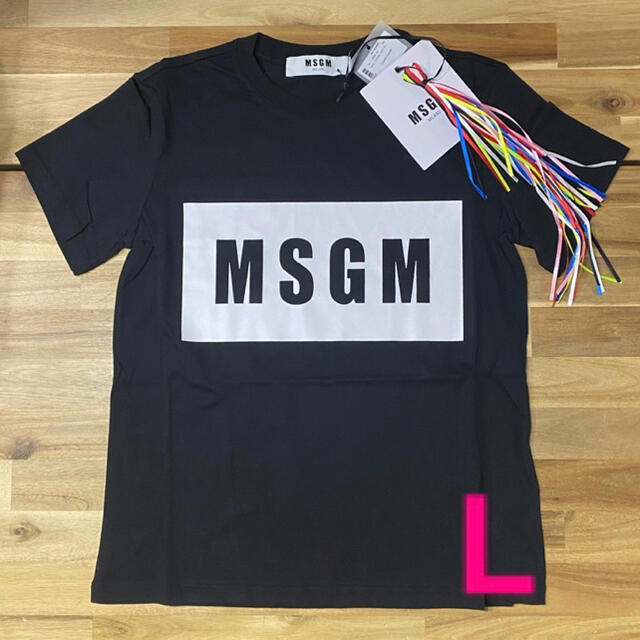 新品　MSGM レディース　ボックスロゴTシャツ　ブラック　Lサイズ　黒　半袖