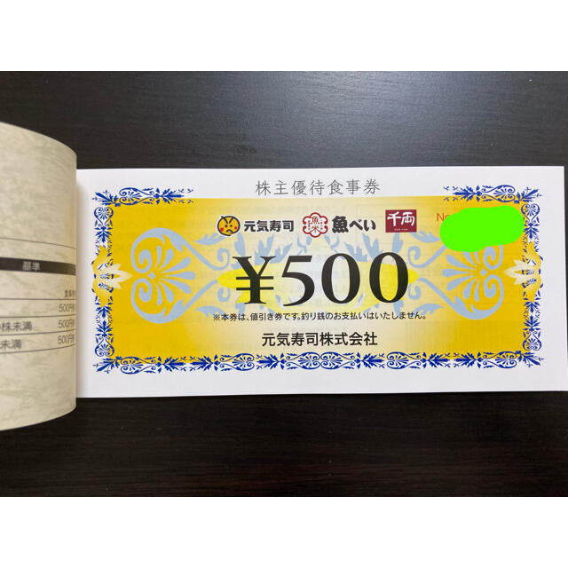 元気寿司 最新 株主優待 15000円分
