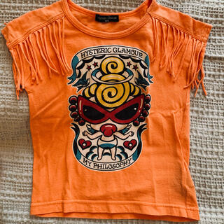 ヒステリックミニ(HYSTERIC MINI)のヒステリックミニ フリンジ付 Tシャツ 90cm オレンジ(Tシャツ/カットソー)