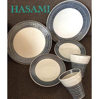 ハサミ(HASAMI)の大皿  小皿  カップ  波佐見焼  和モダン6点セット(食器)