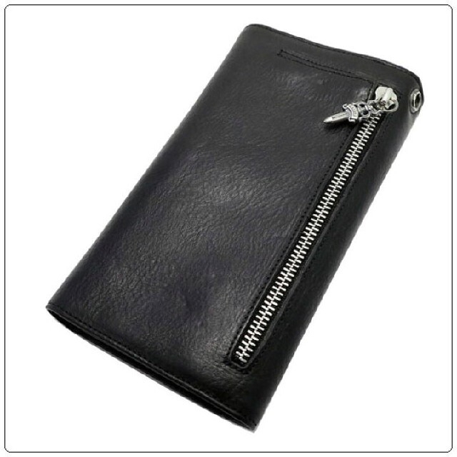 CHROME HEARTS クロムハーツ WAVE WALLET CROSS BUTTONS BLACK HEAVY LEATHER ウェーブウォレット クロスボタンズ ブラックヘビーレザー ブラック 長財布【CHROME HEARTS】