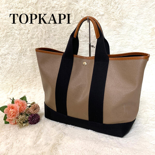 TOPKAPI(トプカピ)のTOPKAPI  スコッチグレイン ネオレザートートバッグ カーキブラウン A4 レディースのバッグ(トートバッグ)の商品写真