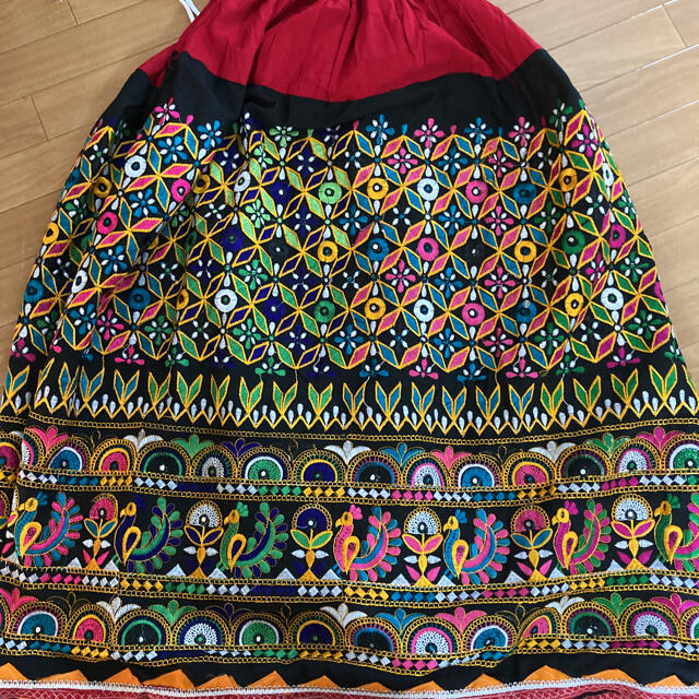 インド刺繍スカート ヴィンテージ 古布 アジアン エスニック ミラーワーク 北欧