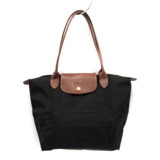 ロンシャン(LONGCHAMP)のロンシャン ルプリアージュ トートバッグ ハンドバッグ ナイロン レザー 黒(トートバッグ)