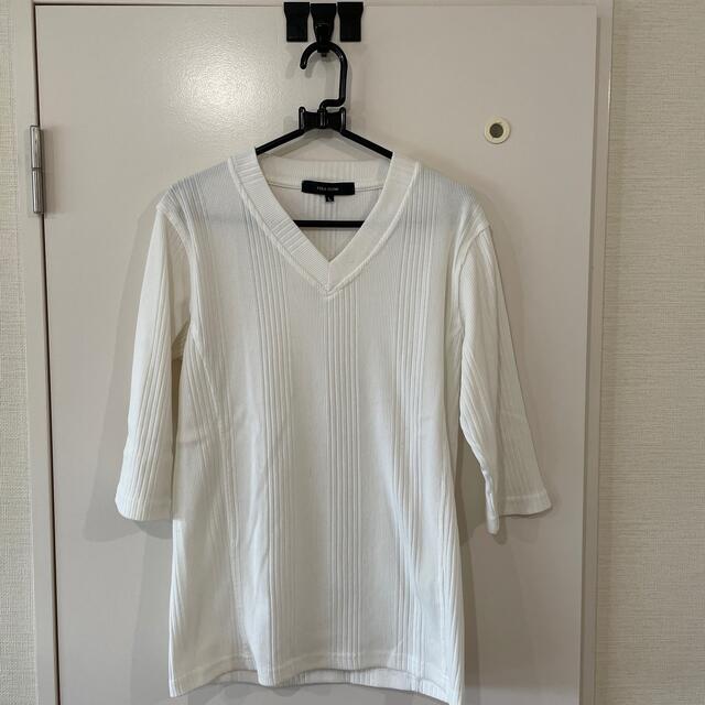 FULL GLOW メンズ7分丈カットソー　ホワイト&ネイビー メンズのトップス(Tシャツ/カットソー(七分/長袖))の商品写真