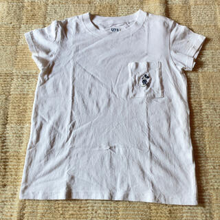 ユニクロ(UNIQLO)のユニクロ　UT  ミッキー　ブルー　刺繍　胸ポケット(Tシャツ(半袖/袖なし))