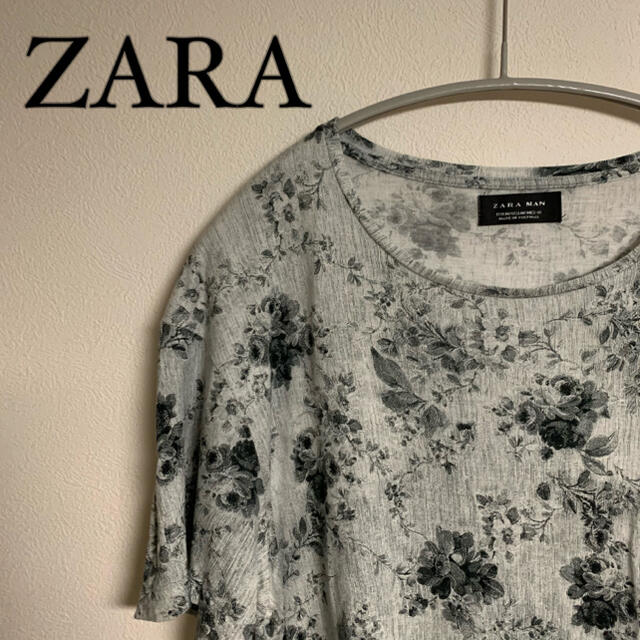 ZARA(ザラ)のZARA ザラ Tシャツ　花柄　総柄　モード　ロック　モノトーン メンズのトップス(シャツ)の商品写真