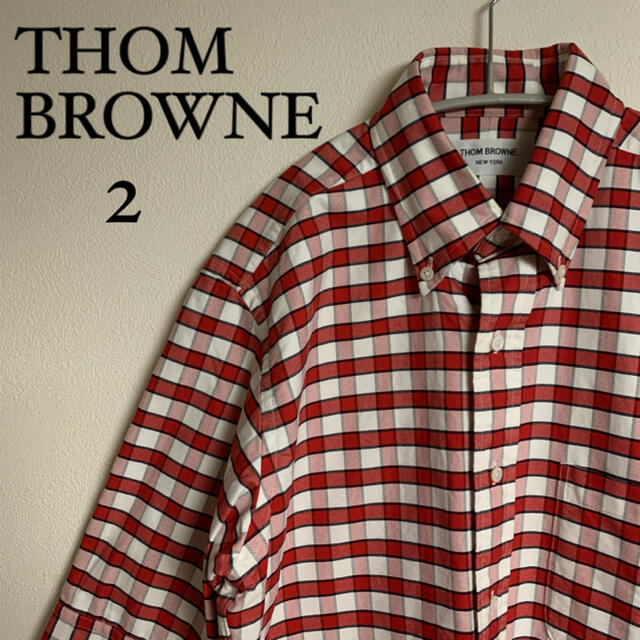 【美品】THOM BROWNE トムブラウン　シャツ　チェック　半袖　赤シャツ