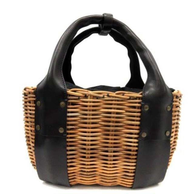 エバゴス EBAGOS かごバッグ ハンドバッグ レザー ベージュ 黒-