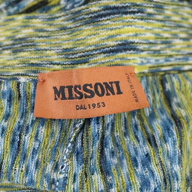 MISSONI(ミッソーニ)のミッソーニ 総柄ニットパンツ イージー ワイド ウール 40 グリーン ブルー レディースのパンツ(その他)の商品写真