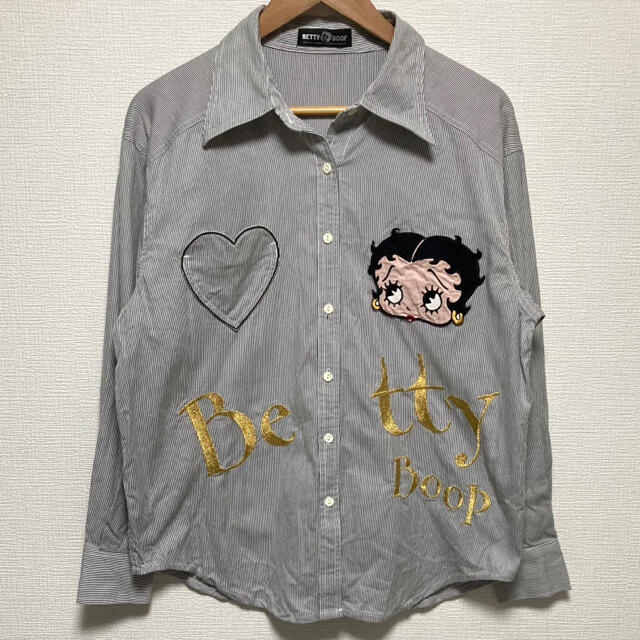 90s　ベティちゃん　betty boop　ヒッコリーワークシャツ　貴重　バイク 1