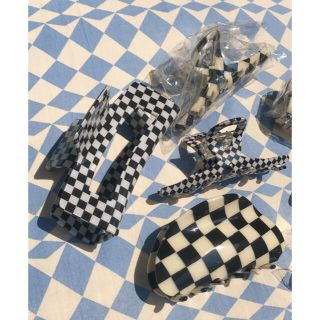 【新品未使用】Checkered hair claw チェッカーヘアクリップL(バレッタ/ヘアクリップ)