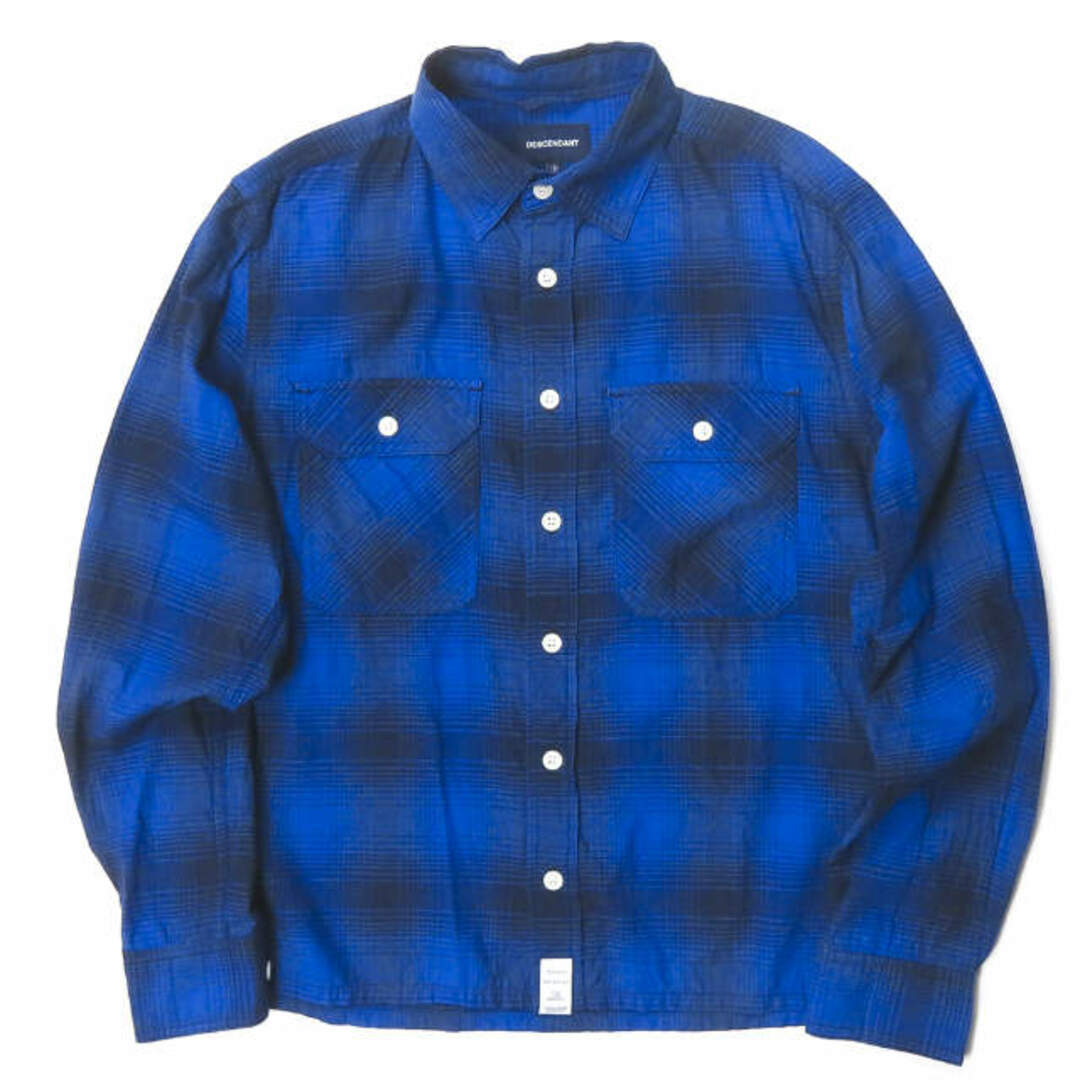 DESCENDANT ディセンダント 日本製 VANNING CHECK SHIRT チェックワークシャツ 2 ネイビー 長袖 トップス【DESCENDANT】約53cm袖丈