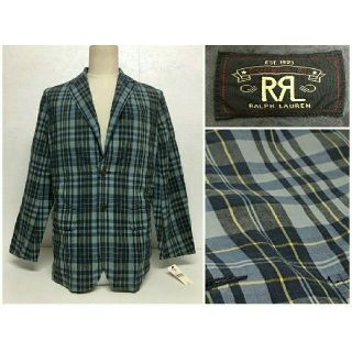 ピンク・ブルー 【新品】RRL 薄手 チェック テーラード ジャケット M