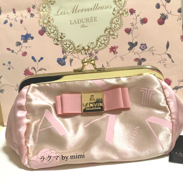 Les Merveilleuses LADUREE(レメルヴェイユーズラデュレ)のタグ付き ローズ柄 がま口ポーチ LANVIN レディースのファッション小物(ポーチ)の商品写真