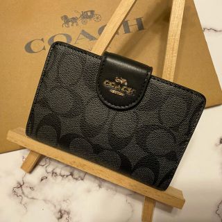 コーチ(COACH)の☆訳あり早い者勝ち☆【COACH】コーチ二つ折り財布ブラックスモーク×ブラック(財布)