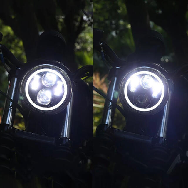 スポーツスター　LEDヘッドライト　最新改良版　イカリング　5.75 車検対応 5