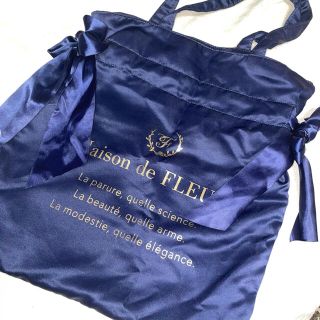 メゾンドフルール(Maison de FLEUR)のMaison de FLEUR /ダブルリボントートバッグ　ネイビー(トートバッグ)