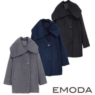 エモダ(EMODA)のEMODA クロスカラーコクーンコート ネイビー(ロングコート)