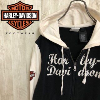 ハーレー(Hurley)のハーレーダビッドソン　フルジップアップ　ベロア　スウェット切替パーカー　ロゴドン(パーカー)