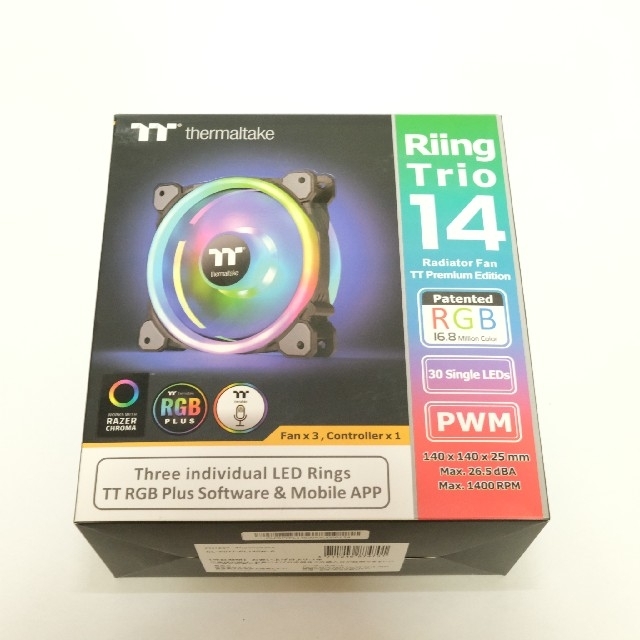 PCパーツThermaltake Riing Trio PLUS 14 RGB 3Pack