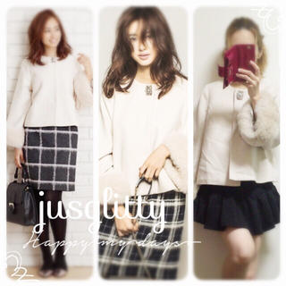 ジャスグリッティー(JUSGLITTY)のhana様専用jusglitty♡袖ファーショートコート定価48600円(ノーカラージャケット)