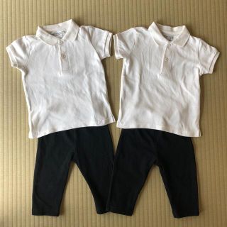 シマムラ(しまむら)の90cm♪ 白ポロシャツと黒パンツ 2セット 夏 子供服 双子 男の子 まとめ(Tシャツ/カットソー)