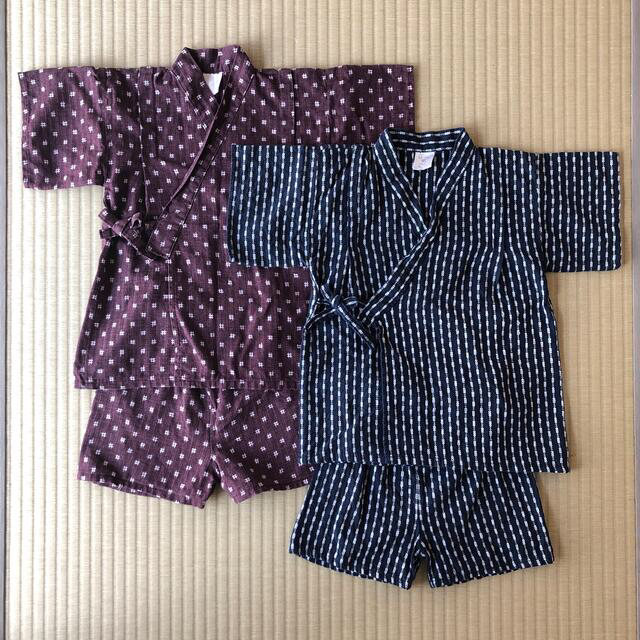 双子ちゃんに♪ 95cm 甚平上下 2セット 子供服 綿100% まとめ キッズ/ベビー/マタニティのキッズ服男の子用(90cm~)(甚平/浴衣)の商品写真