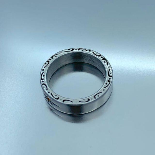 メンズ　平打ちリング　シルバー　チタン　北極星デザイン　シンプル　縁模様　18号 メンズのアクセサリー(リング(指輪))の商品写真