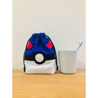 コップ袋　ポケモン　青(ランチボックス巾着)