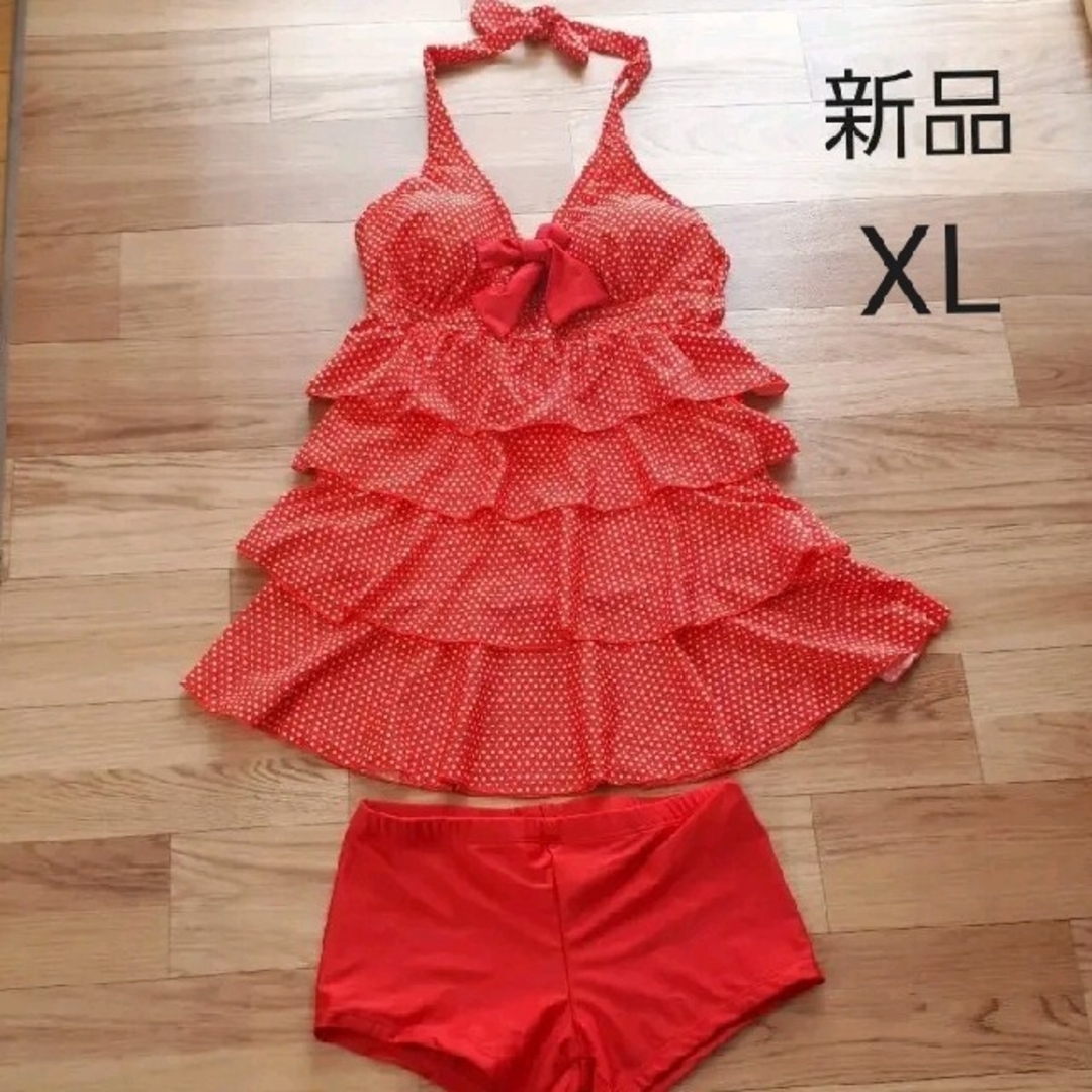 水玉　水着 体型カバー　ワンピース　2点セット　XL レディースの水着/浴衣(水着)の商品写真