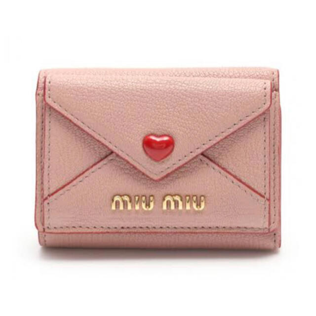 ネオ専用 miumiu 三つ折り財布 ハート コンパクトウォレット ピンク