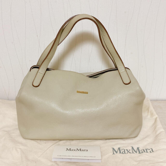 MaxMara☆マックスマーラ☆本革！白黒バイカラーハンドバッグ/トートバッグ