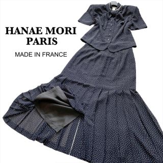 ハナエモリ(HANAE MORI)のハナエ モリ マーメイド フレアスカート ドット柄 水玉 セットアップ シフォン(ロングワンピース/マキシワンピース)